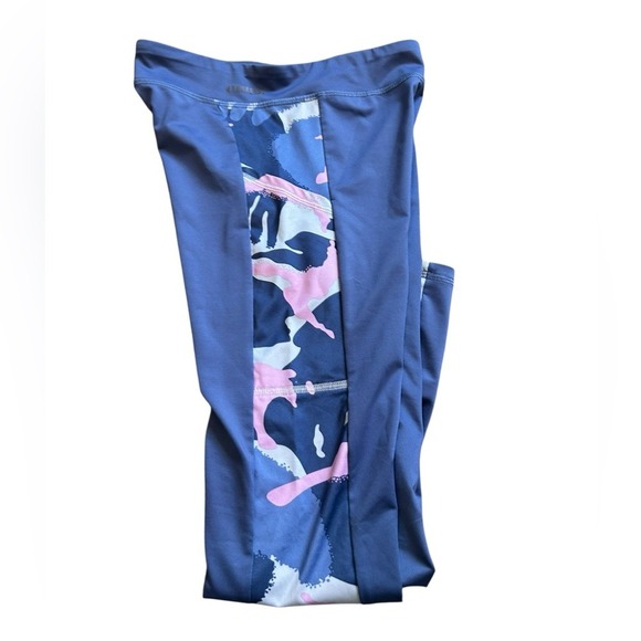 Adidas Kids Blue Patterned Leggings side pocket size M (10/12) - Picture 5 of 8